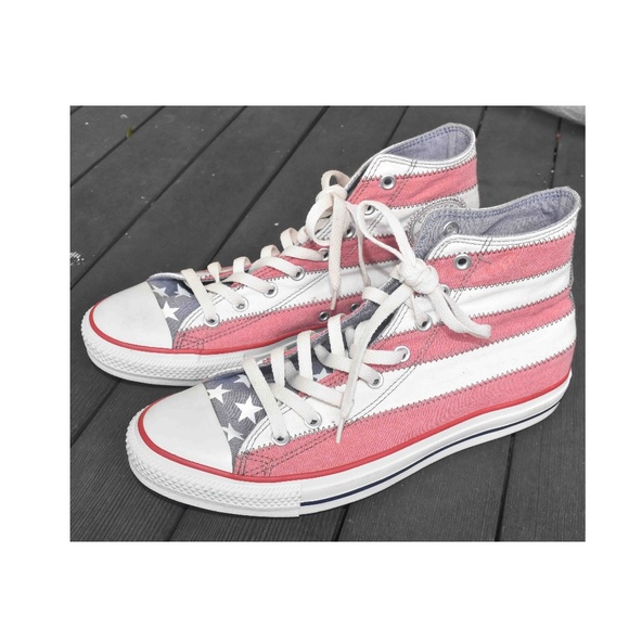 CONVERSE High Top Faded Americana American Flag Sneakers Size Men’s Size 10!